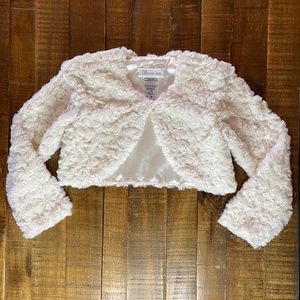 Bonnie Jean Girls Plush Rosette Faux Fur Shrug